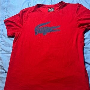 Lacoste Men's Red Tee with Blue Logo